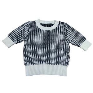 Banana Republic Black White Knit Sweater Short Sleeve Women M.